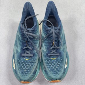 hoka clifton 9 mens sz 9.5 running shoes teal blue gold orange sneakers 1127895