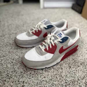 nike air max 90 athletic club university red grey blue