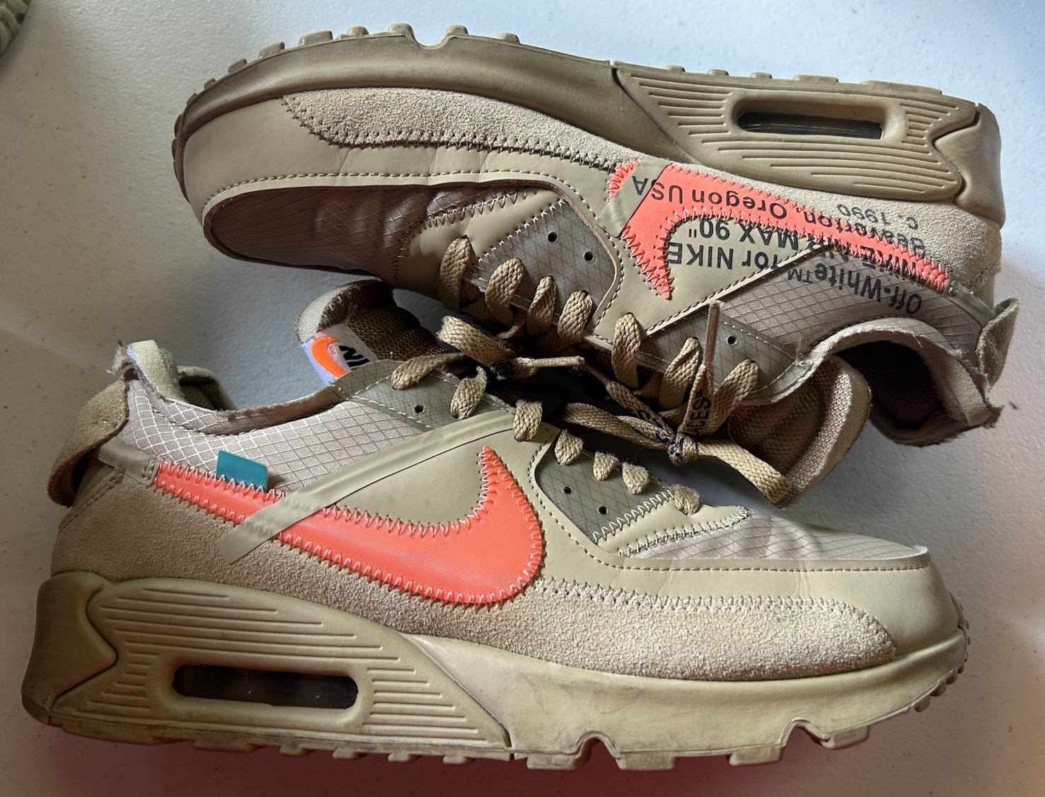 nike air max 90 x off white desert ore 2019 men's size 9.5 used nike air max 90 x off white desert ore 2019 men's size 9.5 used
