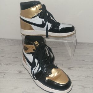 jordan air jordan 1 retro high og gold toe patent leather sneakers black gold