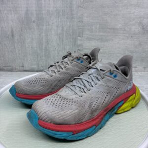 hoka one one clifton edge men's 11 gray lunar rock cyan red 1110510 lrwh