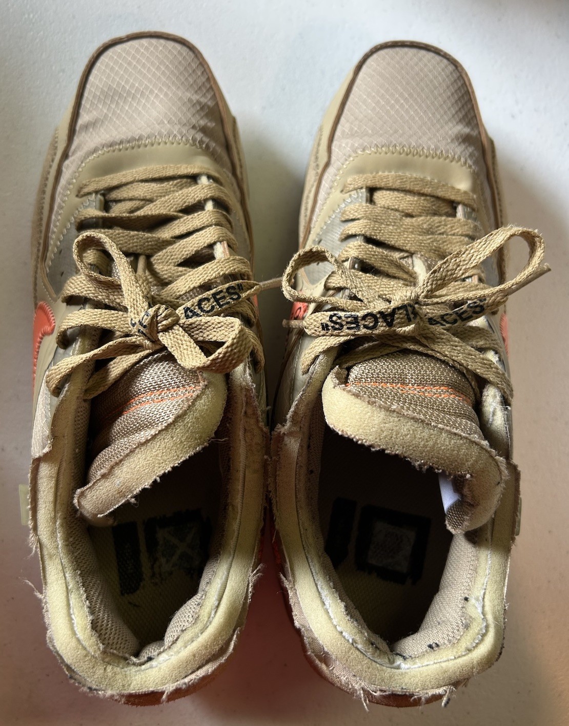 nike air max 90 x off white desert ore 2019 men's size 9.5 used nike air max 90 x off white desert ore 2019 men's size 9.5 used