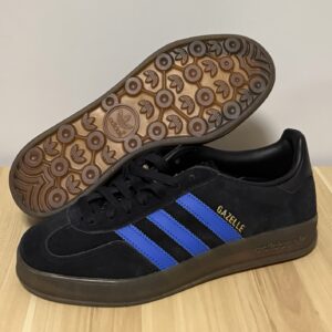 adidas gazelle indoor lace up black blue sneakers shoes jq2692 mens size 8.5