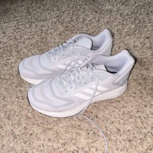 adidas fitmotion lace up breathable mesh athletic running shoes white gray men