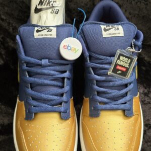 nike sb dunk low supreme jewel swoosh blue/gold sz 12 worn 1x super clean!!