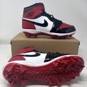 nike jordan 1 mid football cleats patent leather bred fj6805 601 men’s size 11