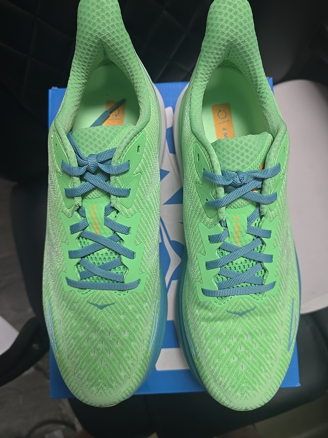 hoka clifton 9 sneakers zest/lime glow new 10.5d hoka clifton 9 sneakers zest/lime glow new 10.5d