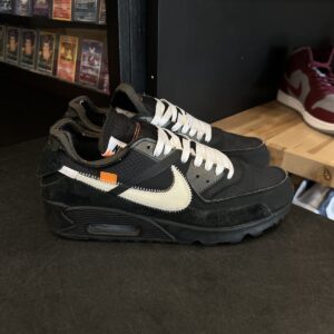 nike air max 90 off white black size 9.5, preowned no insole no tag