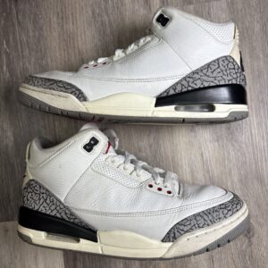 nike air jordan 3 retro 2023 white cement reimagined, size 10, dn3707 100