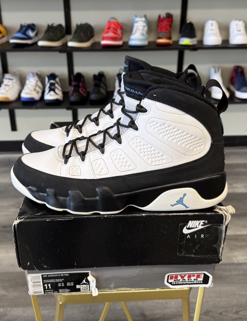 nike air jordan retro 9 university blue ct8019140 size 11 men preowned og box nike air jordan retro 9 university blue ct8019140 size 11 men preowned og box
