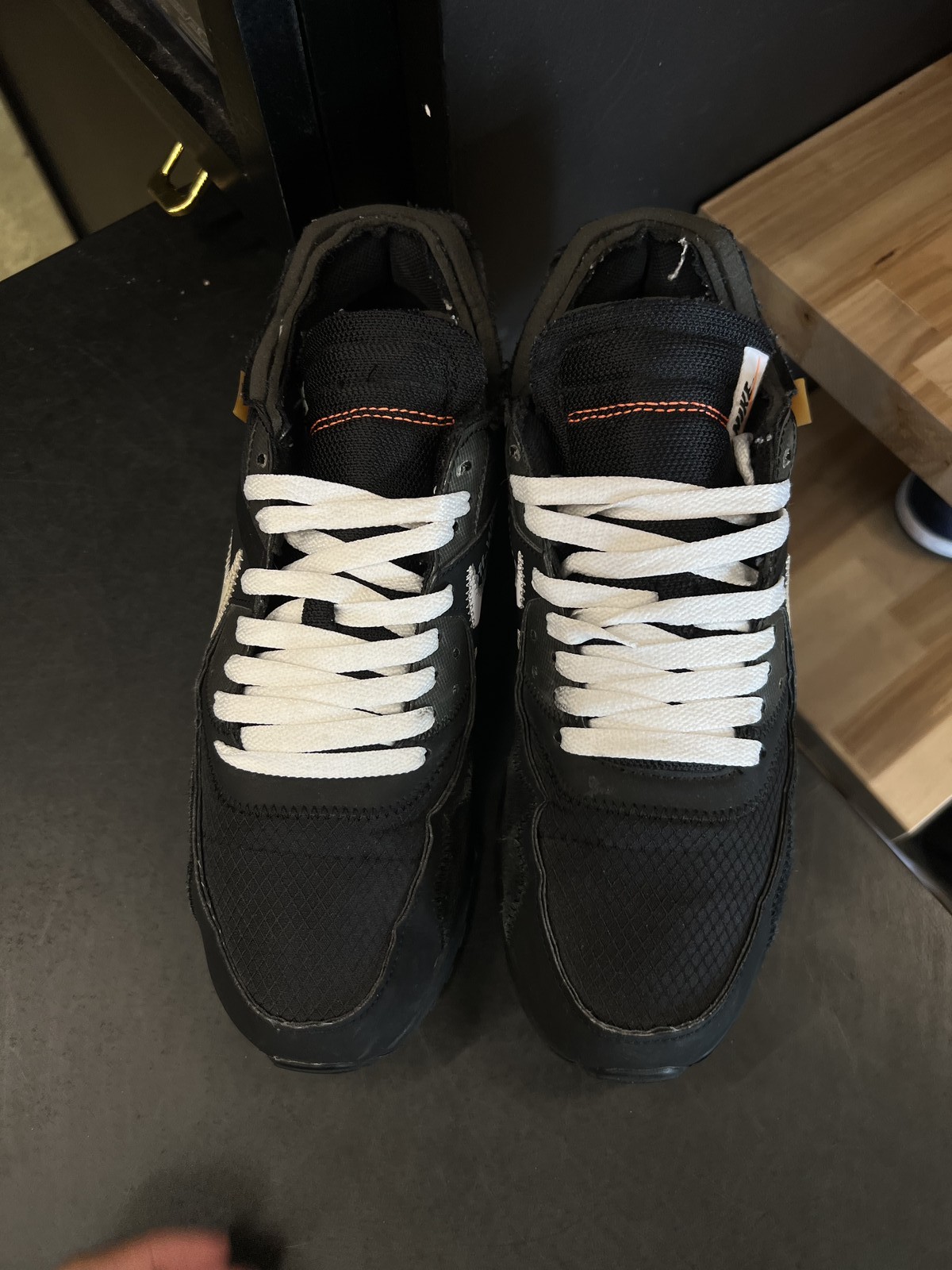nike air max 90 off white black size 9.5, preowned no insole no tag nike air max 90 off white black size 9.5, preowned no insole no tag