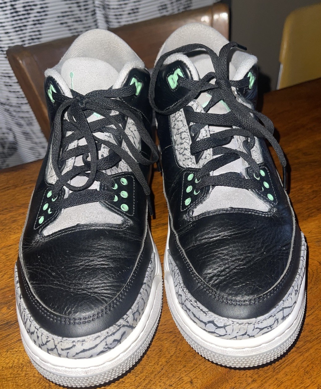 mens size 12 nike air jordan 3 retro green glow brand new black cement sneakers mens size 12 nike air jordan 3 retro green glow brand new black cement sneakers