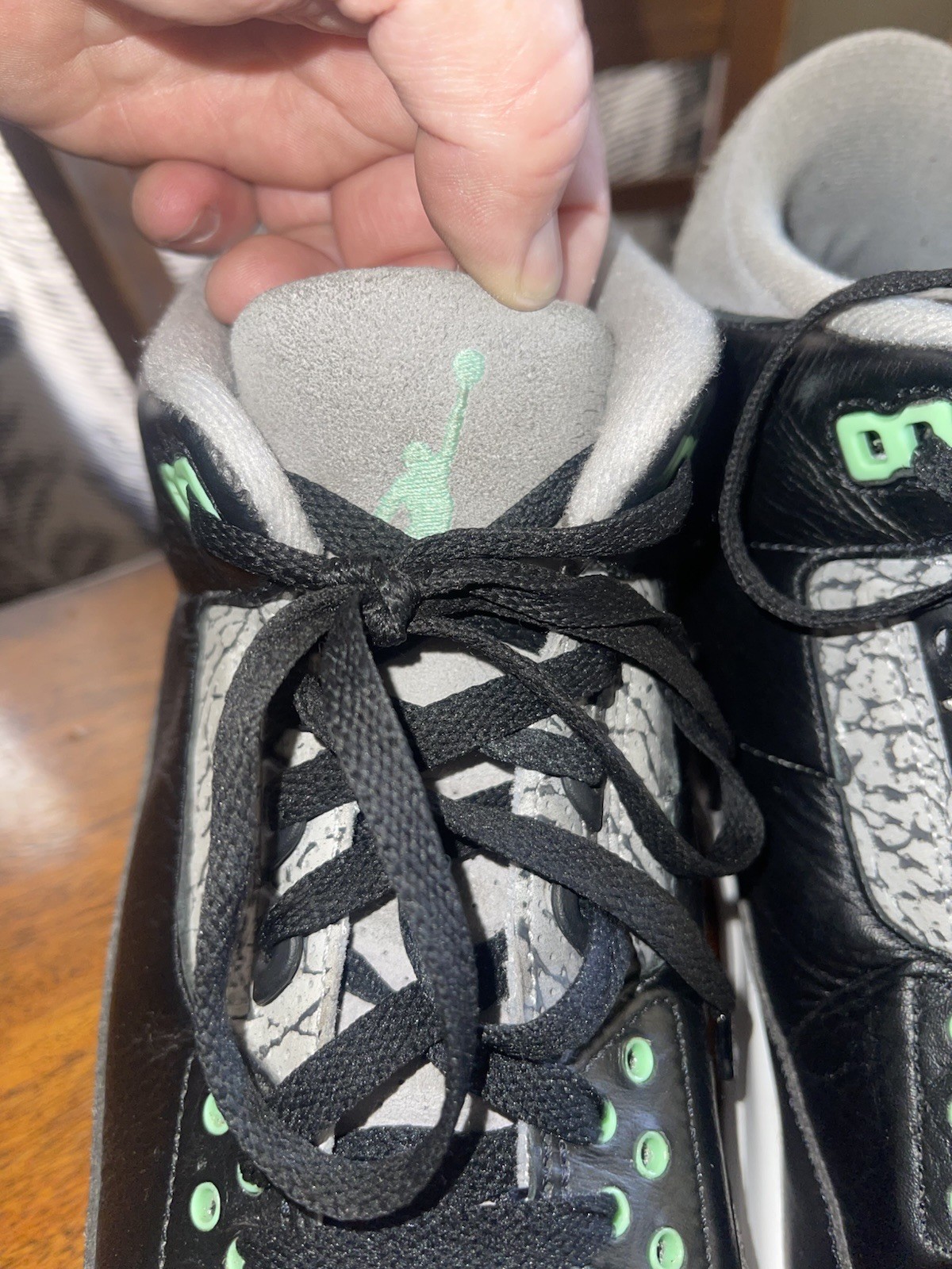mens size 12 nike air jordan 3 retro green glow brand new black cement sneakers mens size 12 nike air jordan 3 retro green glow brand new black cement sneakers