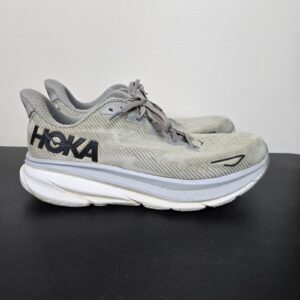 hoka shoes mens 11d gray clifton 9 performance running athletic sneakers gym