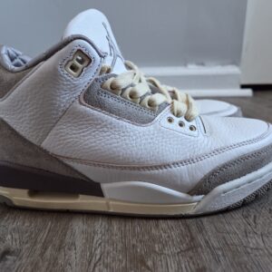 nike air jordan 3 mid top colorblock white gray purple lace up leather pre owned