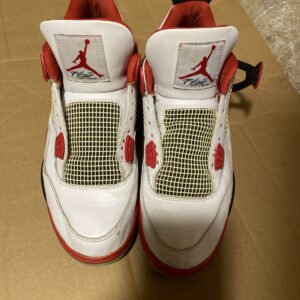 jordan air jordan 4 retro fire red leather basketball sneaker white red black 13