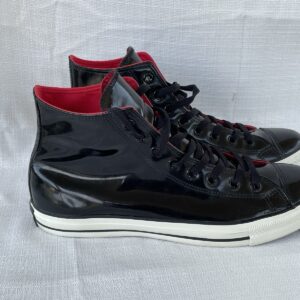 converse chuck taylor all star patent leather high top men's size 12 black red