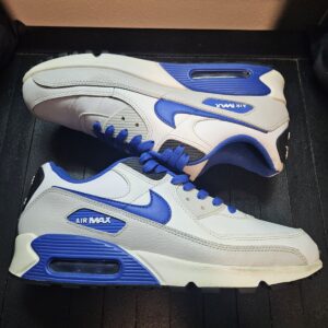 nike air max 90 'white game royal photon dust' sz 11m/12.5w (fn6843 100) used