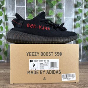size 9 adidas yeezy boost 350 v2 bred 2017/2020 black red cp9652 authentic