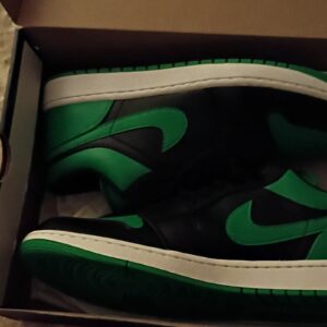 jordan air jordan 1 low black lucky green white 553558 065 men's sneaker