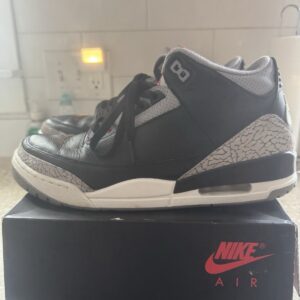 nike air jordan 3 retro black cement used w box size 12 mens