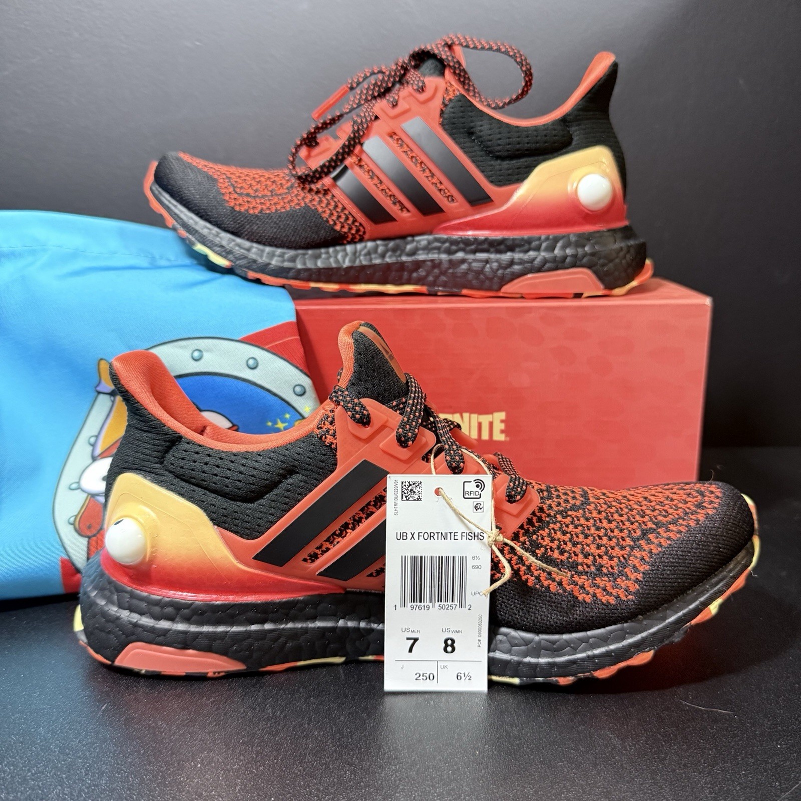 fortnite adidas ultraboost 1.0 fishstick mens size 7 orange black white jq0715 fortnite adidas ultraboost 1.0 fishstick mens size 7 orange black white jq0715