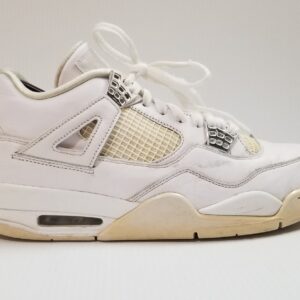 nike air jordan 4 retro pure money white metallic silver 308497 100 mens sz 10.5