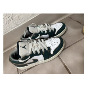 jordan air jordan 1 low top pine green/black/white leather 553558 301
