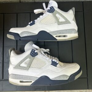 jordan air jordan 4 men’s low top sneakers white/navy/gray/red leather lace