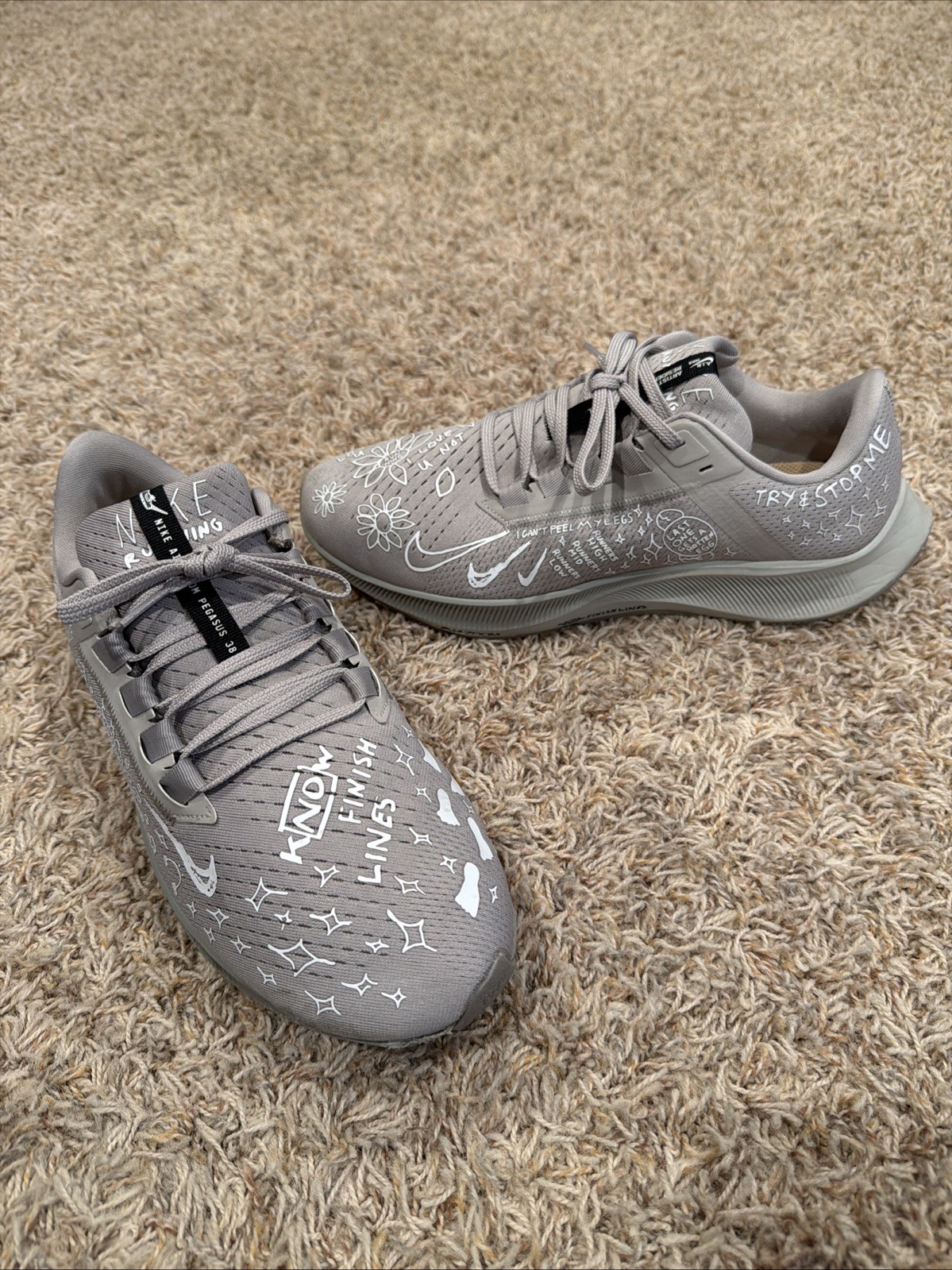 nike air zoom pegasus 38 “nathan bell” running shoes #dm1610 001 gray mens sz 10 nike air zoom pegasus 38 “nathan bell” running shoes #dm1610 001 gray mens sz 10