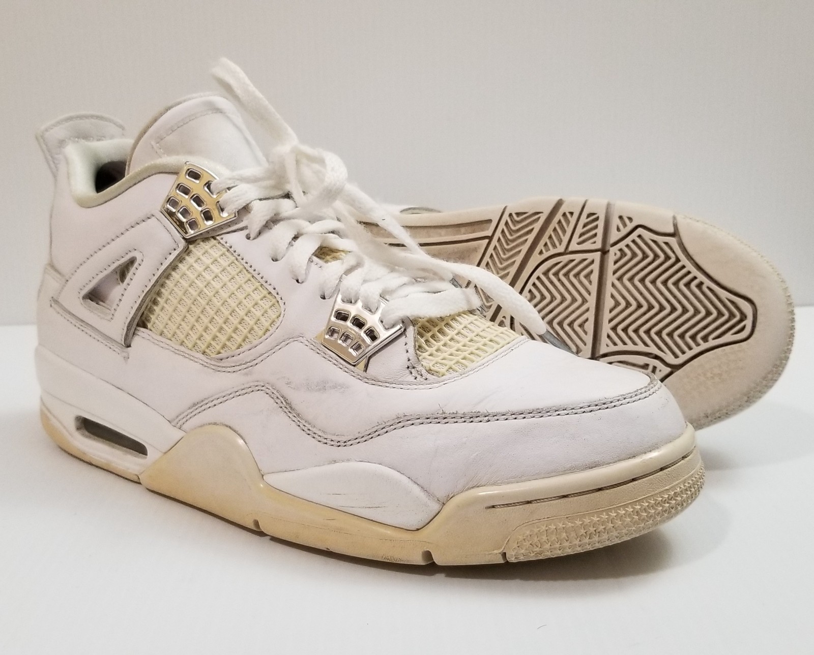 nike air jordan 4 retro pure money white metallic silver 308497 100 mens sz 10.5 nike air jordan 4 retro pure money white metallic silver 308497 100 mens sz 10.5