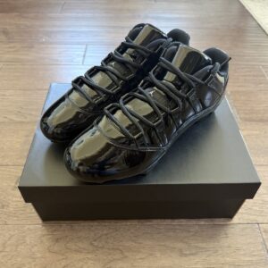 size 11 nike air jordan 11 low td patent black football cleats iq8113 001