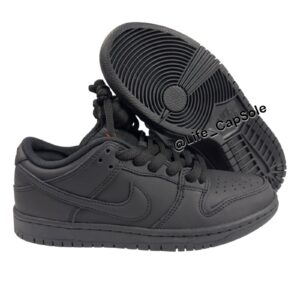 size 5 men’s / 6.5 wn’s nike sb dunk low pro iso triple black orange fj1674 001