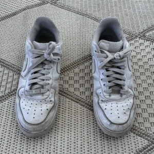 nike air force 1 men’s low top lace up sneakers white solid pre owned