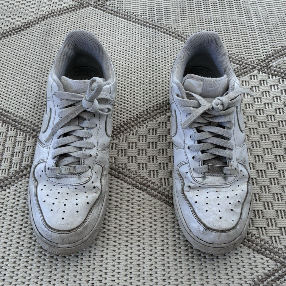 nike air force 1 men’s low top lace up sneakers white solid pre owned nike air force 1 men’s low top lace up sneakers white solid pre owned