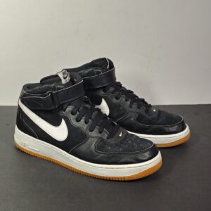 nike air force 1 mid men 11 black white gum leather suede sneaker 315123 035