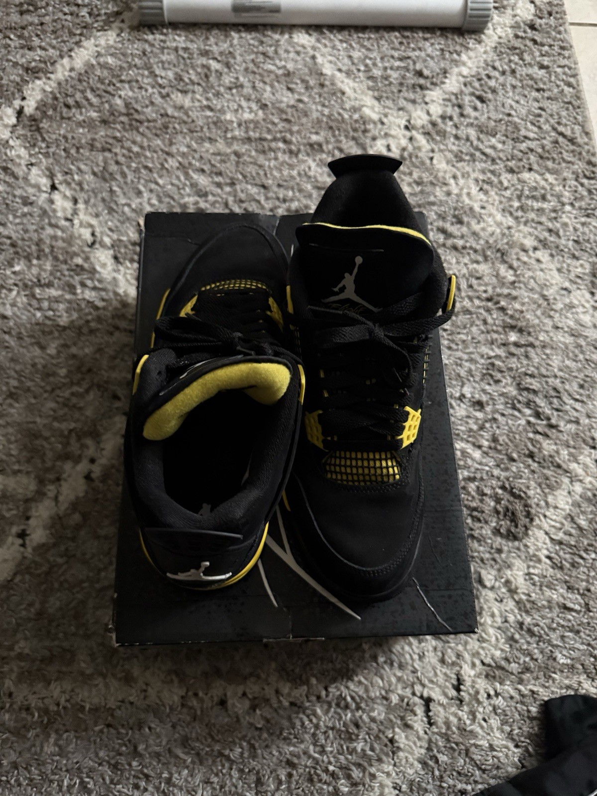 jordan air jordan 4 retro thunder black/tour yellow mid top sneaker dh6927 017 jordan air jordan 4 retro thunder black/tour yellow mid top sneaker dh6927 017