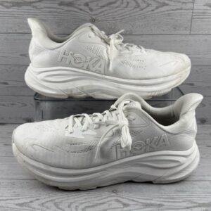 hoka one one clifton 10 mens size 11d all white athletic running shoes #372
