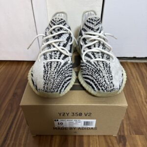 adidas yeezy boost 350 v2 low zebra black white red shoes cp9654 men's size 10