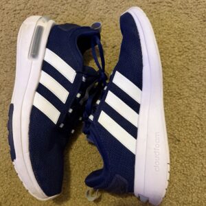 adidas cloudfoam men’s blue/white mesh low top sneakers lace up us 9