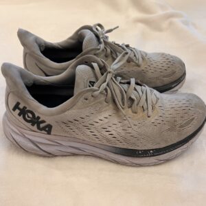 hoka one one clifton 8 wide mens 9.5 2e white lunar rock running shoes 1121374