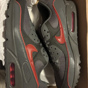 nike air max 90 premium iron grey/university red/black hv4517 001 men's