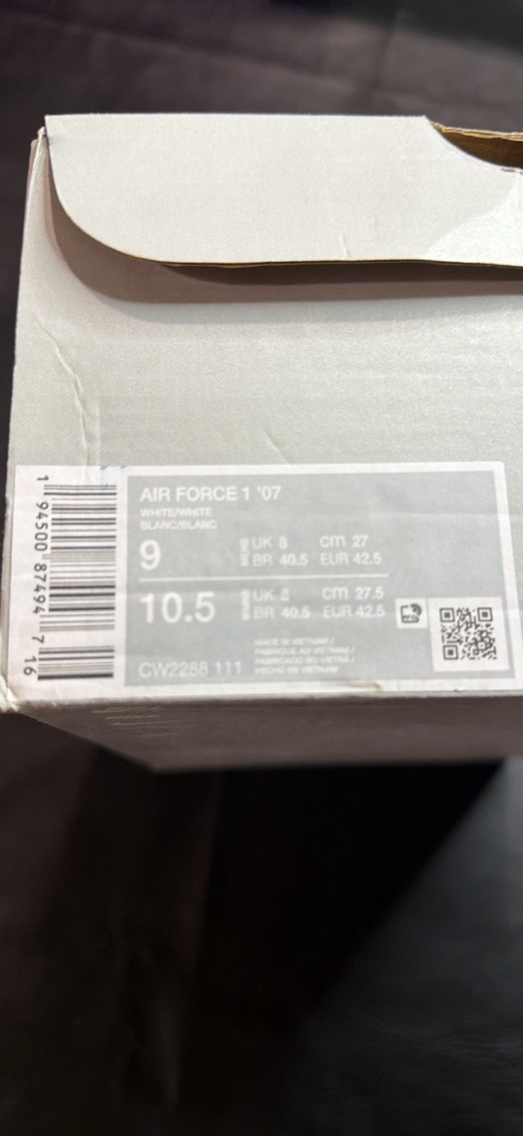 new ~ nike air force 1 'triple white' mens size 9 cw2288 111 new ~ nike air force 1 'triple white' mens size 9 cw2288 111