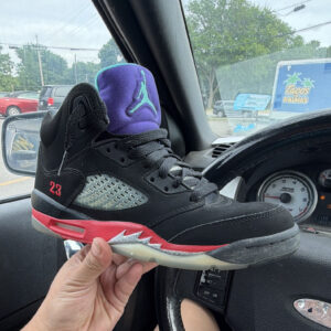 jordan air jordan 5 retro top 3 black red purple aqua nubuck high top sneakers