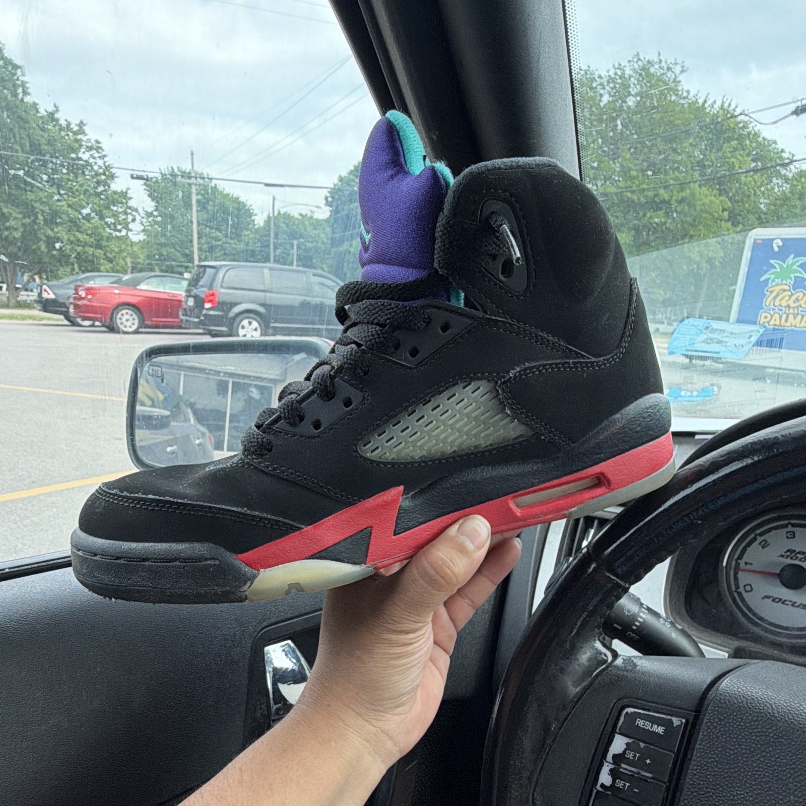 jordan air jordan 5 retro top 3 black red purple aqua nubuck high top sneakers jordan air jordan 5 retro top 3 black red purple aqua nubuck high top sneakers