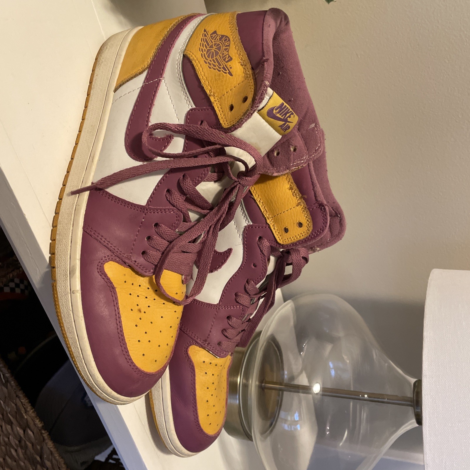 nike air jordan 1 retro high og sneakers purple & yellow mens size 11 nike air jordan 1 retro high og sneakers purple & yellow mens size 11