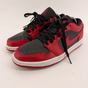 jordan air jordan 1 low mens size 9 red black bred toe sneakers 553558 606