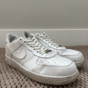 size 12 nike air force 1 '07 low triple white, no original box 79% condition