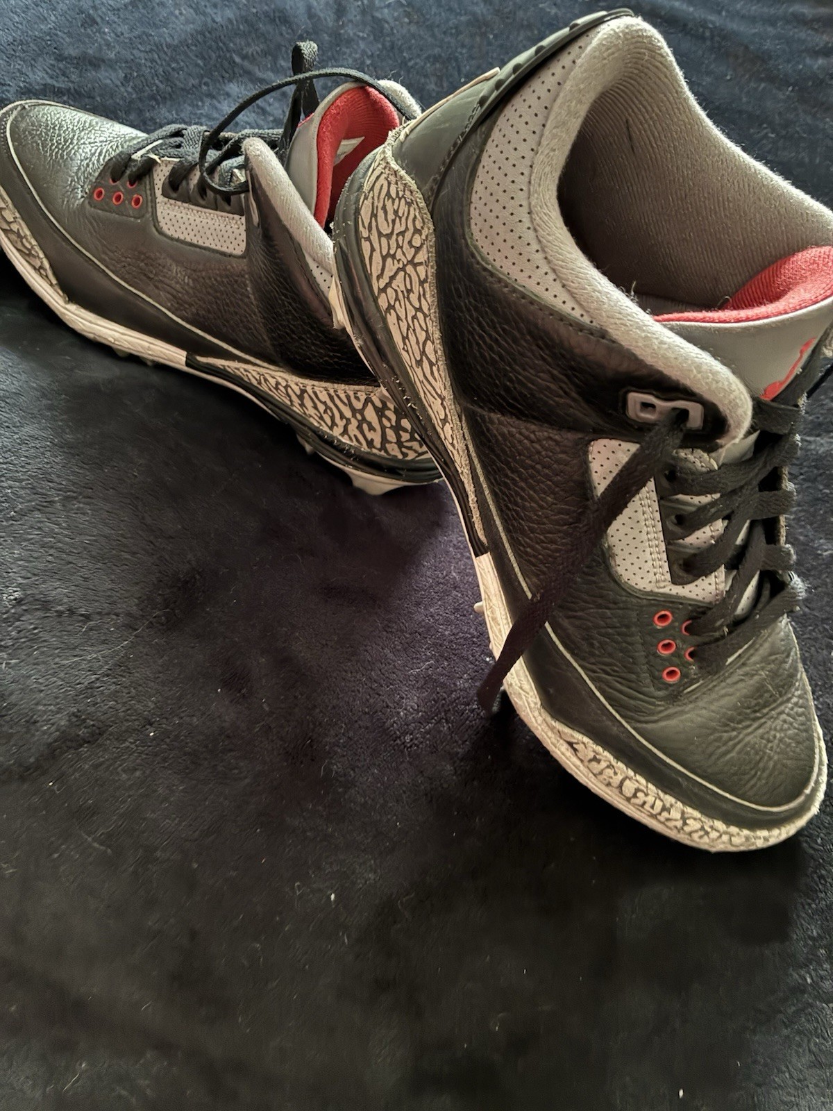 jordan air jordan 3 retro td cleat black cement mid top leather fz8626 001 jordan air jordan 3 retro td cleat black cement mid top leather fz8626 001
