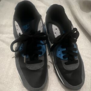 nike air max 90 black/blue/white/gray low top lace up sneakers rubber sole